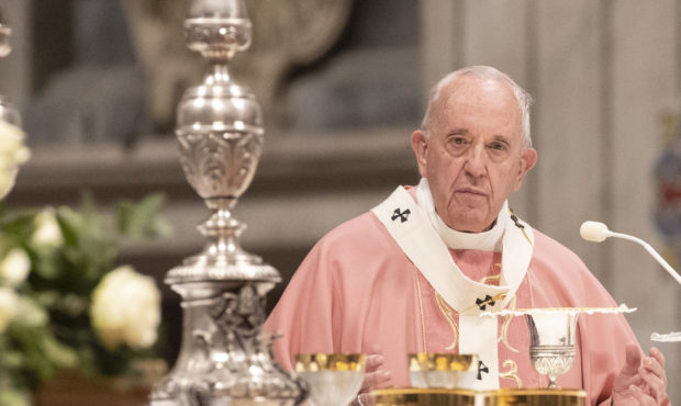 Pope Francis celebrates a Mass for the Philippine community of Rome, in St. Peter's Basilica at the...