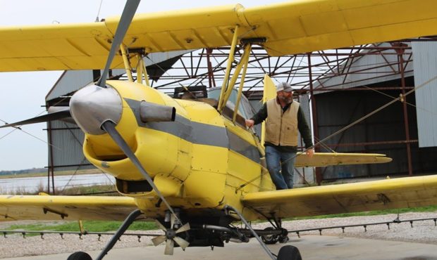 Parishioners with St. Anne Church used a crop duster plane to sprinkle holy water all over the comm...