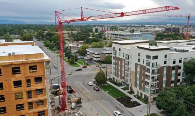 (Construction on the Quattro Apartments in Salt Lake.  Credit: Jeffrey D Allred, Deseret News, Sept...