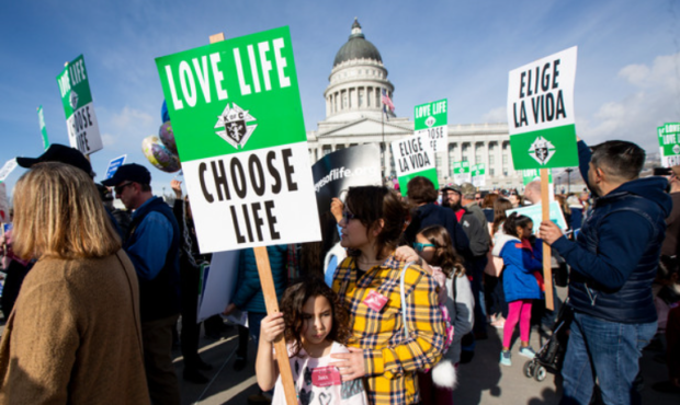 Sofia Chacon and Claudia Chacon participate in the fifth annual March for Life Utah event at the Ca...