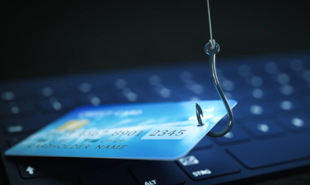 phishing credit card data with keyboard and hook symbol 3d illustration. Photo credit: Getty Images...