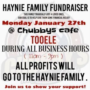 Haynie Family Fundraiser at Chubby's Cafe Monday January 27 during business hours.