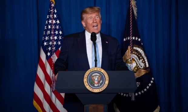 President Donald Trump delivers remarks on Iran, at his Mar-a-Lago property, Friday, Jan. 3, 2020, ...