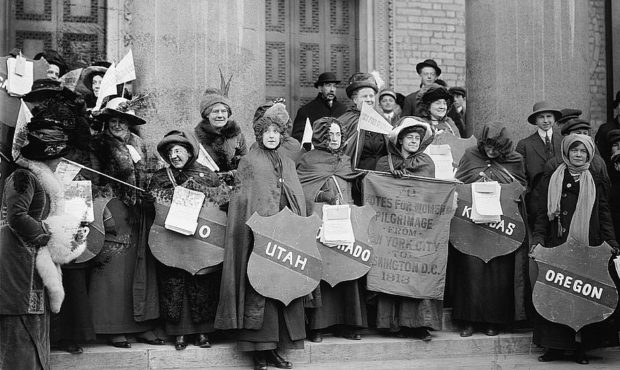 Suffrage hikers who took part in the suffrage hike from New York City to Washington, D.C., joining ...