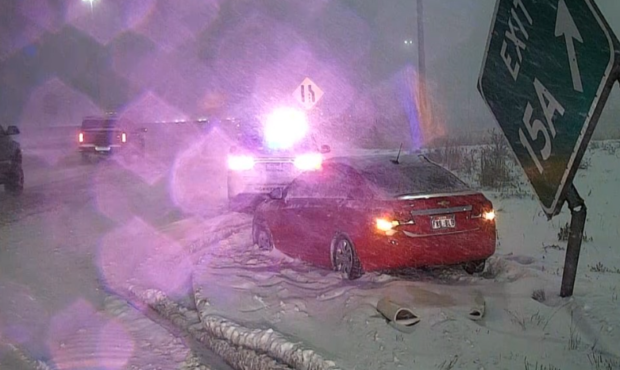 The Utah Highway Patrol has been busy responding to crashes and slide-offs all day long. (PHOTO: KS...