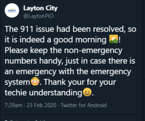 911 Issue has been resolved