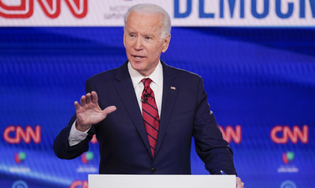 Former Vice President Joe Biden, participates in a Democratic presidential primary debate at CNN St...