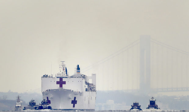 The Navy hospital ship USNS Comfort arrives in New York, Monday, March 30, 2020. The ship has 1,000...