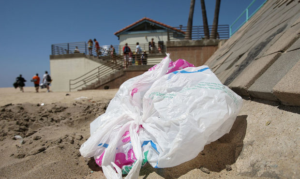 MANHATTAN BEACH, CA - AUGUST 21:  The wind blows a plastic bag around the beach near the Manhattan ...