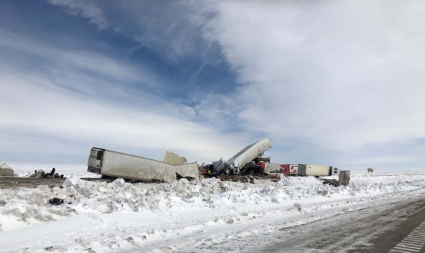 100 vehicle Pile Up on I-80 in Wyoming on March 2, 2020.  (Picture courtesy of WHP)...