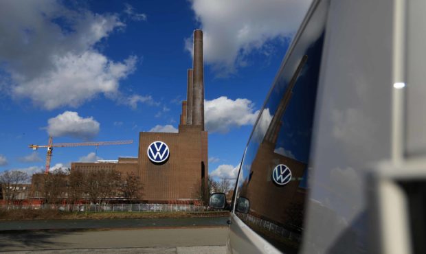 The Volkswagen AG (VW) logo sits on display at the automaker's headquarters in Wolfsburg, Germany, ...
