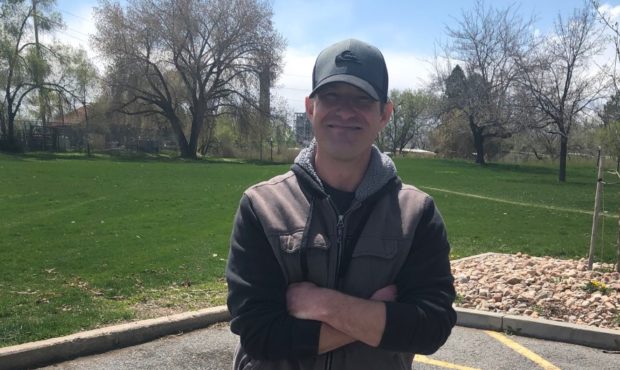John Hansen of Project Empathy stands in Constitution Park in Salt Lake City after checking in with...