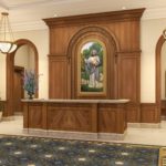 The interior recommend desk at the Tooele Valley Temple. Courtesy Church Newsroom