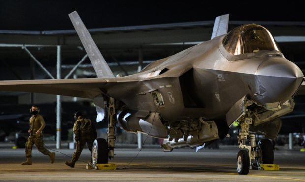 F-35A Lightning II await to taxi at Hill Air Force Base, Utah, May 20, 2020. Airmen from the 388th ...