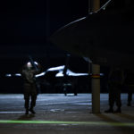 A maintainer marshals an F-35A at Hill Air Force Base, Utah, May 20, 2020. Airmen from the 388th and 419th Fighter Wings have deployed F-35As into combat three times in 12 months. The group of deployed Airmen is made of pilots for the actvie duty 421st Fighter Squadron and the Reserve 466th Fighter Squadron, as well as active duty and Reserve Airmen in the 421st Aircraft Maintnenace Unit. (U.S. Air Force photo by R. Nial Bradshaw)