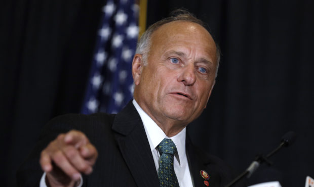 FILE - In this Aug. 23, 2019, file photo, Rep. Steve King, R-Iowa, speaks during a news conference ...