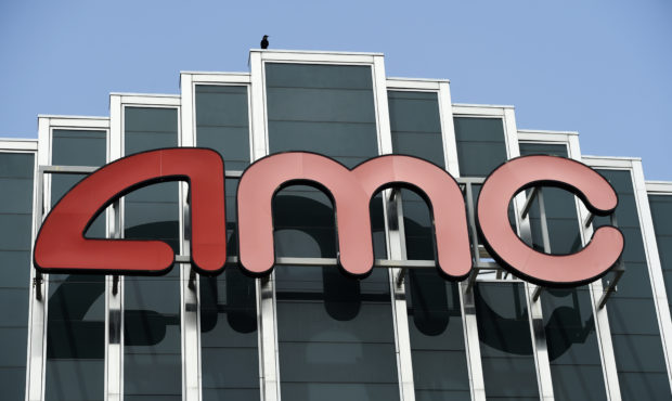 FILE - In this April 29, 2020 file photo, the AMC sign appears at AMC Burbank 16 movie theater comp...