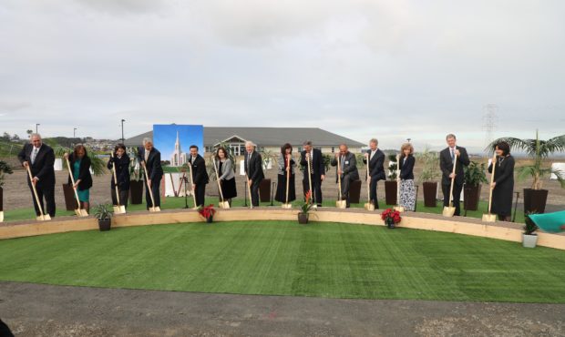 Church leaders break ground for the Auckland New Zealand Temple...