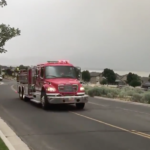 In this still shot from video shot by a KSL reporter, fire crews respond to Saratoga Springs to help fight the Knolls Fire. Photo: John Wojcik, KSL NewsRadio. 