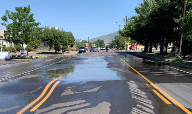 Centerville road damaged from major water line break...