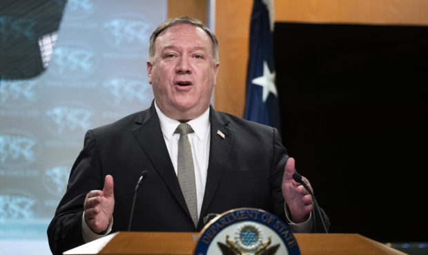 Secretary of State Mike Pompeo, speaks during a news conference at the State Department, Wednesday,...