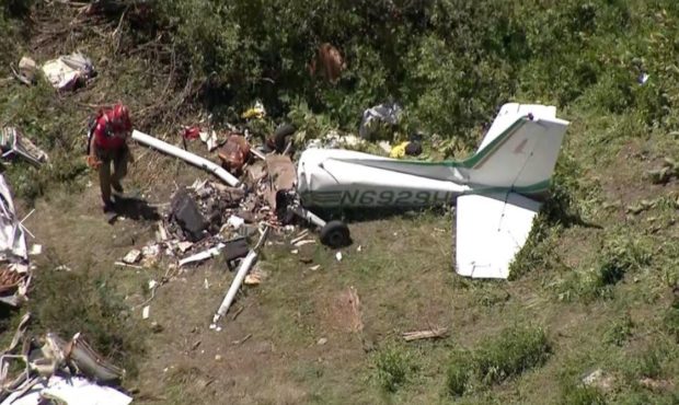 (The wreckage of the Cessna crash in American Fork Canyon.  Credit: Megan Thackery, KSL TV)...