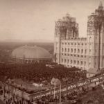 A crowd of 30,000 people gathered to witness the laying of the capstone of the Salt Lake Temple on April 6, 1892. | Intellectual Reserve