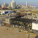 This drone picture shows a destroyed restaurant near the scene of an explosion that hit the seaport of Beirut, Lebanon, Wednesday, Aug. 5, 2020. A massive explosion rocked Beirut on Tuesday, flattening much of the city's port, damaging buildings across the capital and sending a giant mushroom cloud into the sky. More than 70 people were killed and 3,000 injured, with bodies buried in the rubble, officials said. (AP Photo/Hussein Malla)
