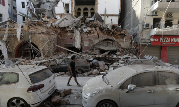 Destruction is seen after a massive explosion in Beirut, Lebanon, Wednesday, Aug. 5, 2020. The expl...