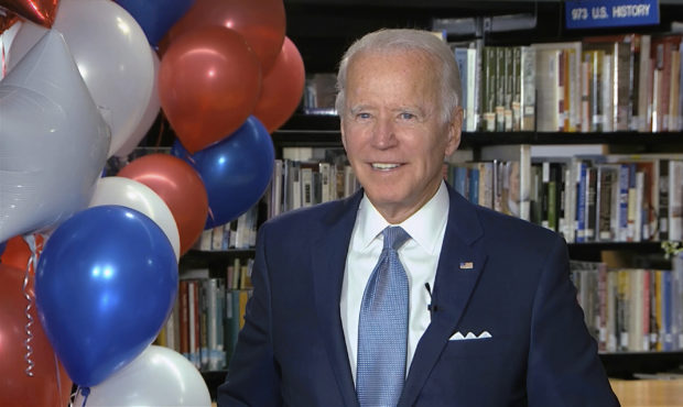 In this image from video, Democratic presidential candidate former Vice President Joe Biden smiles ...