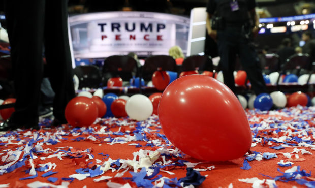 CLEVELAND, OH - JULY 21: Balloons and confetti are seen at the end of the fourth day of the Republi...