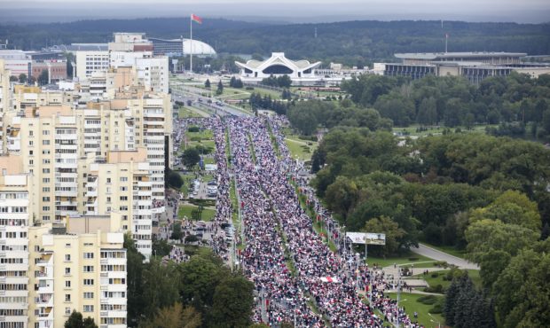100,000 march in Minsk to demand Belarus leader resigns...