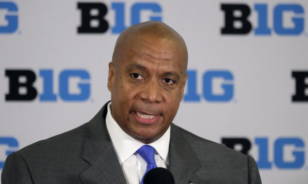 FILE - In this June 4, 2019, file photo, Kevin Warren talks to reporters after being named Big Ten ...