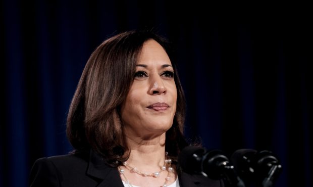 WASHINGTON, DC - AUGUST 27: Democratic Vice Presidential nominee Sen. Kamala Harris (D-CA.), delive...