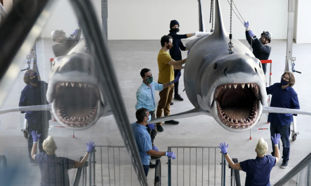 A fiberglass replica of Bruce, the shark featured in Steven Spielberg's classic 1975 film "Jaws," i...