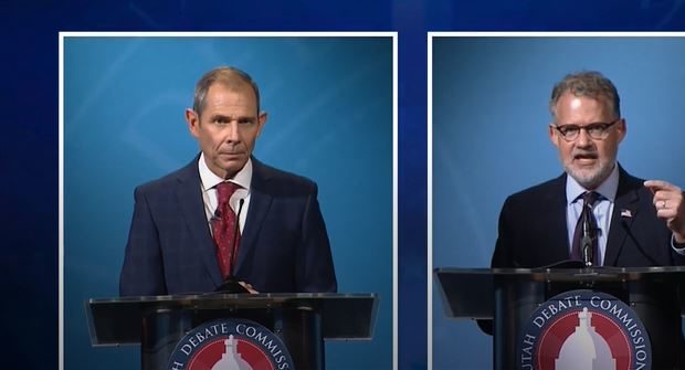 Candidates for Utah's 3rd Congressional District, Devin Thorpe and John Curtis, debate ahead of the...
