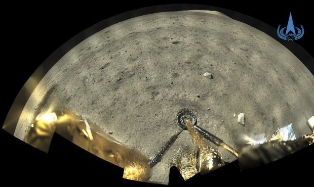 This image taken by panoramic camera aboard the lander-ascender combination of Chang'e-5 spacecraft...
