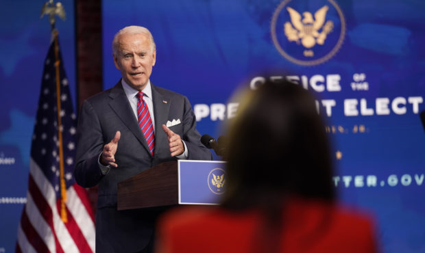 President-elect Joe Biden speaks about jobs at The Queen theater, Friday, Dec. 4, 2020, in Wilmingt...