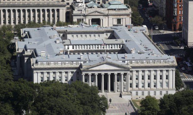 FILE - The U.S. Treasury Department building viewed from the Washington Monument, Wednesday, Sept. ...
