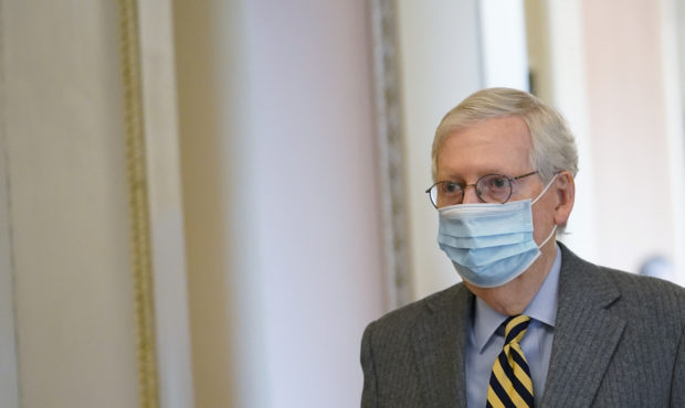 Senate Majority Leader Mitch McConnell of Ky., walks to the Senate floor on Capitol Hill in Washing...
