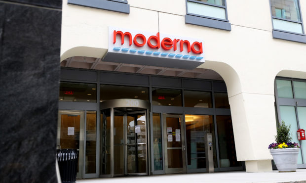 CAMBRIDGE, MASSACHUSETTS - MAY 08: A view of Moderna headquarters on May 08, 2020 in Cambridge, Mas...