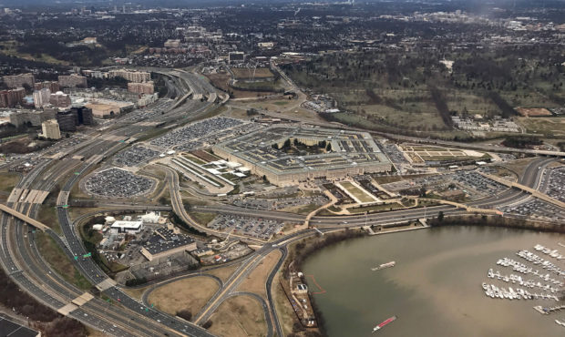 The Pentagon, the headquarters of the US Department of Defense, located in Arlington County, across...
