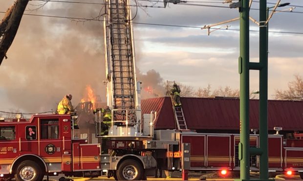 A major structure fire broke out at an abandoned building in Salt Lake Tuesday morning. (PHOTO: KSL...