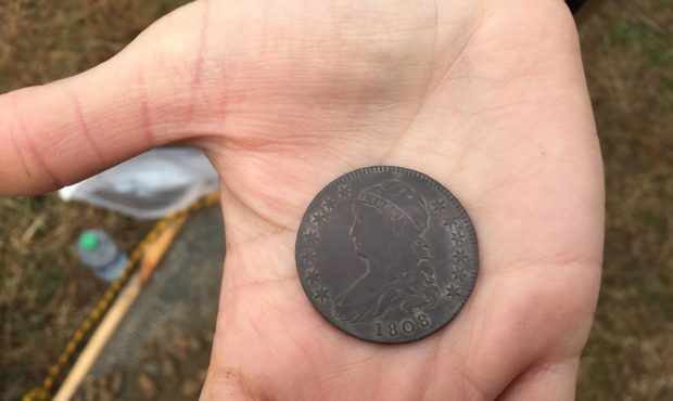 In this image provided by the Maryland Department of Transportation, an 1808 coin was found at a si...