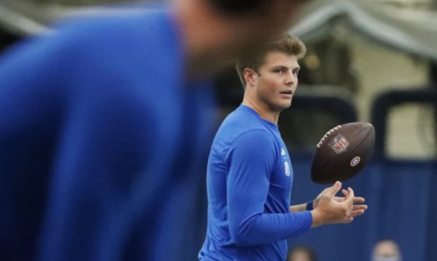 (Quarterback Zach Wilson throws during BYU pro day in Provo on Friday, March 26, 2021. Photo: Jeffr...