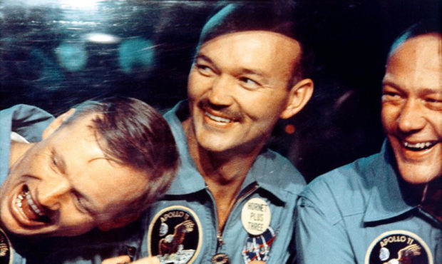 Apollo 11, Commander Neil Armstrong (Left), Command Module Pilot Michael Collins(Center) and Lunar ...
