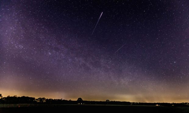 SCHERMBECK, GERMANY - APRIL 22: (BILD ZEITUNG OUT) A meteor of the lyrids in the sky  is seen on Ap...