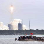 In this photo released by China's Xinhua News Agency, a Long March 5B rocket carrying a module for a Chinese space station lifts off from the Wenchang Spacecraft Launch Site in Wenchang in southern China's Hainan Province, Thursday, April 29, 2021. China has launched the core module on Thursday for its first permanent space station that will host astronauts long-term. (Jin Liwang/Xinhua via AP)