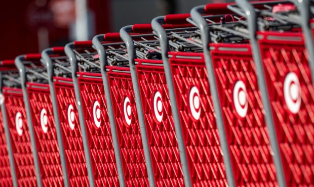 Shopping carts outside a Target Corp. store in Emeryville, California, U.S., on Monday, March 1, 20...