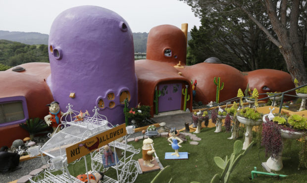 FILE - In this Thursday, April 11, 2019, file photo, The Flintstone House is seen before a news con...